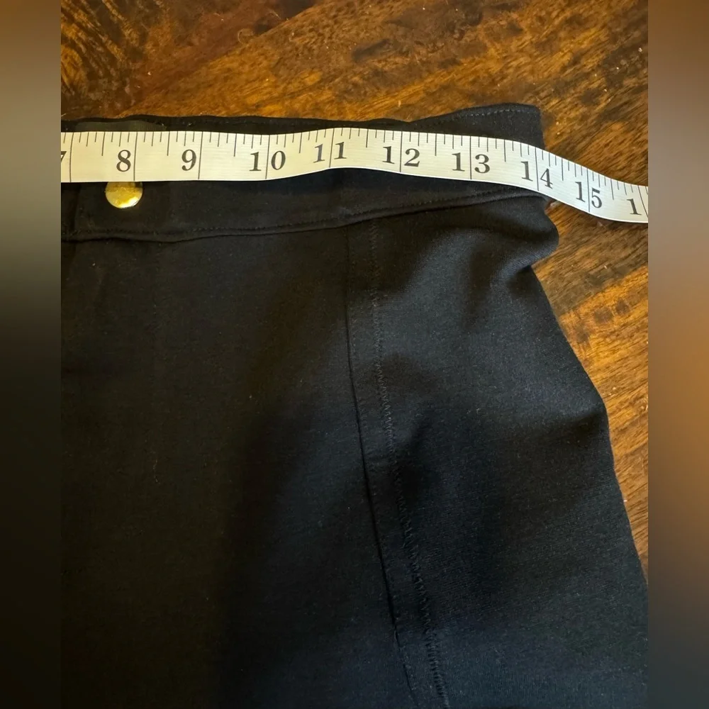 J CREW Women’s Black Pixie Pant-Stretch Ponte, Snap Front Mid Rise Sz 6